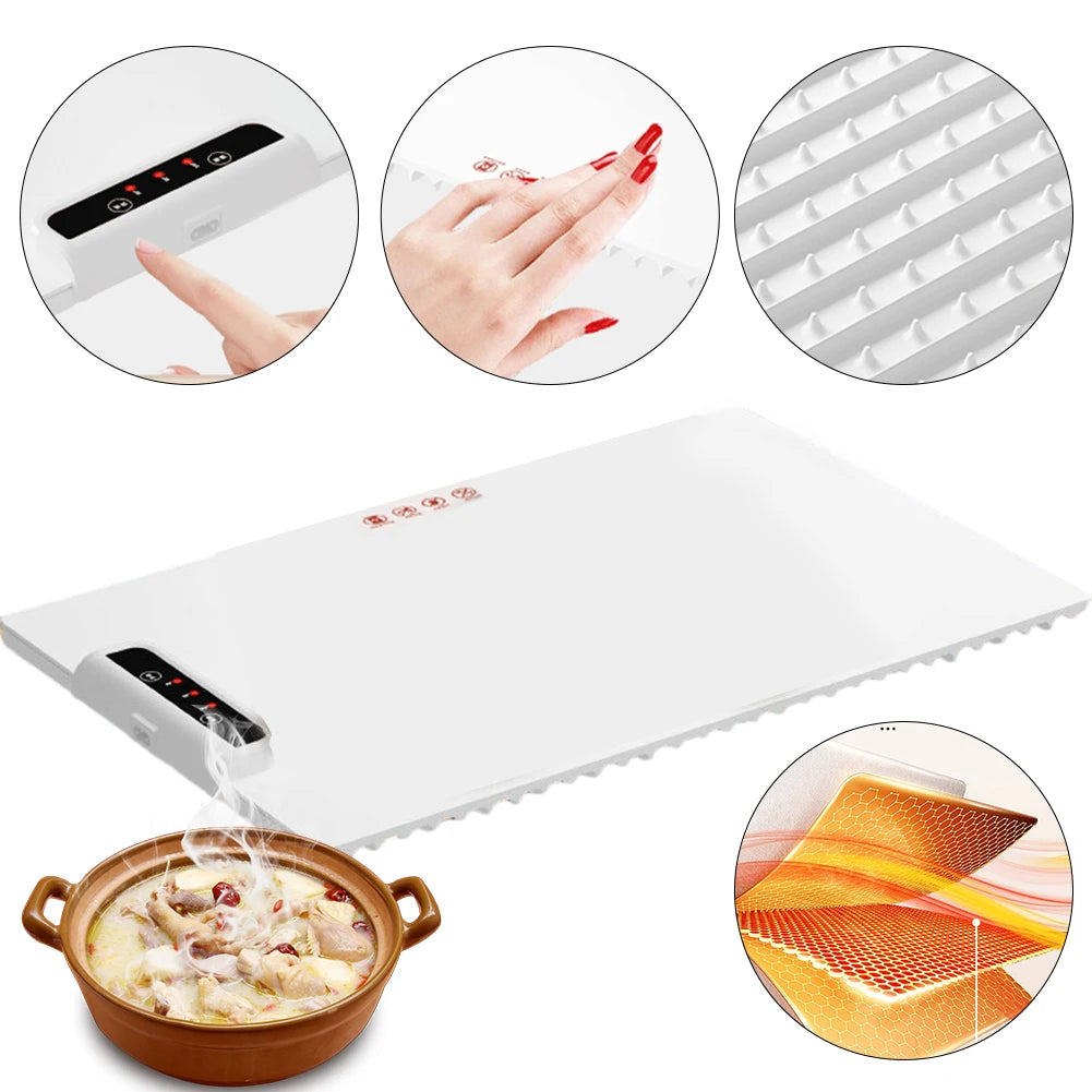 Smart silicone tray with adjustable temperature, rapid heating.